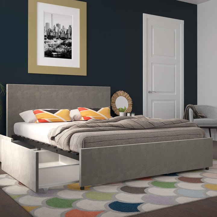 Kelly Upholstered Bed with Storage -  Light Gray 
