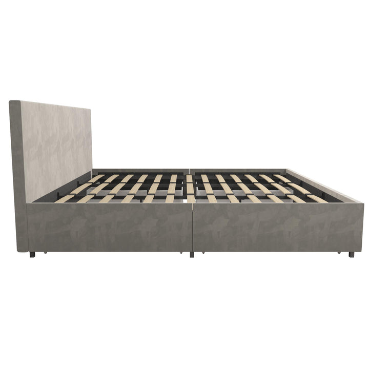 Kelly Upholstered Bed with Drawers -  Light Gray 