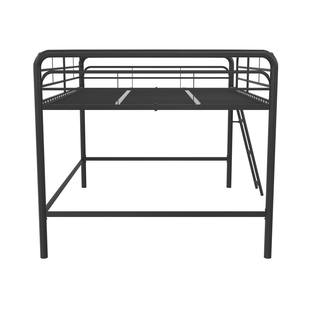Full Metal Loft Bed with Ladder and Jett Design -  Black  -  Full