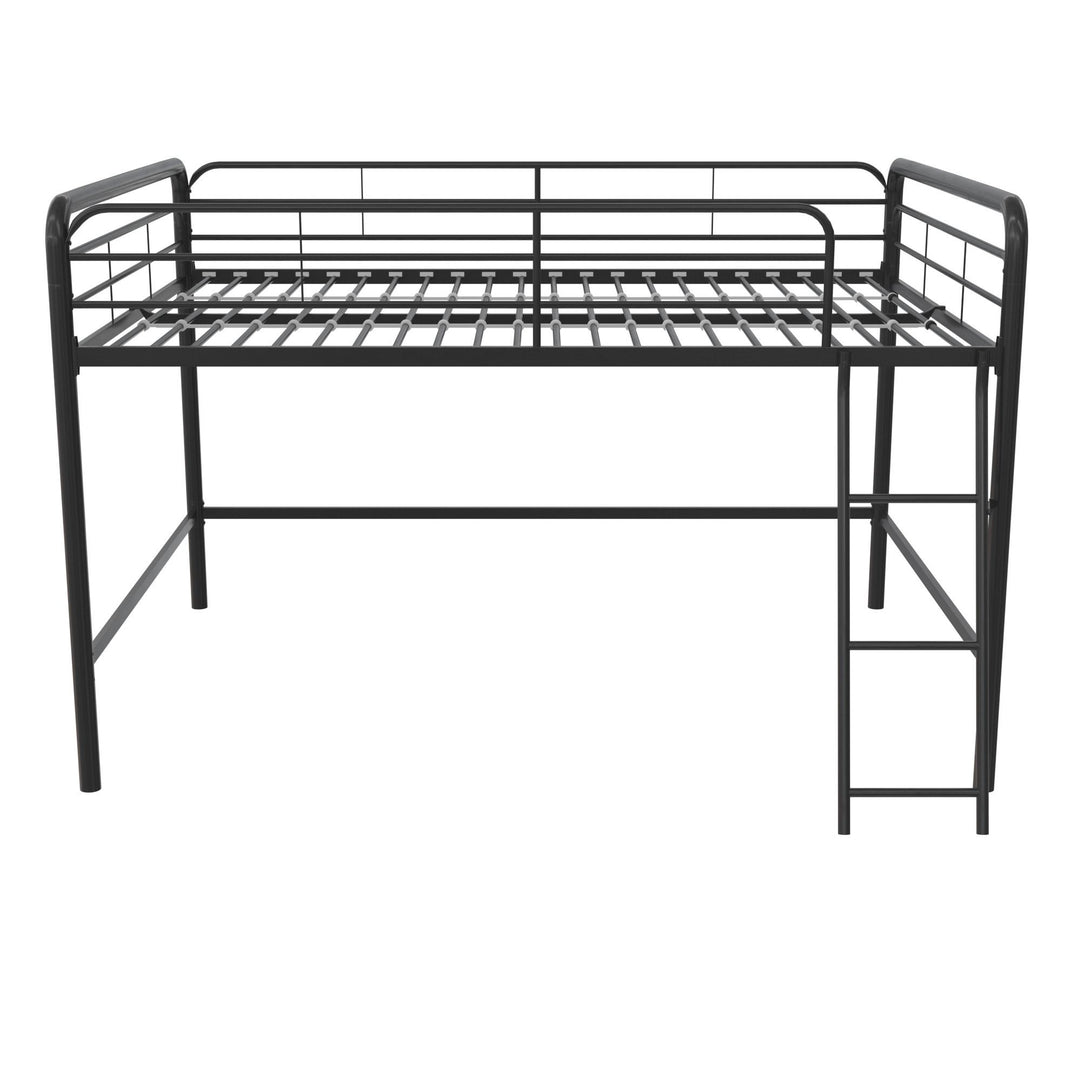 Jett Junior Full Metal Loft Bed with 3 Step Ladder  -  Black  -  Full