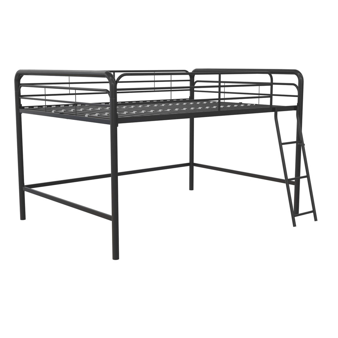 Full Loft Bed with Metal Frame and Ladder -  Black  -  Full