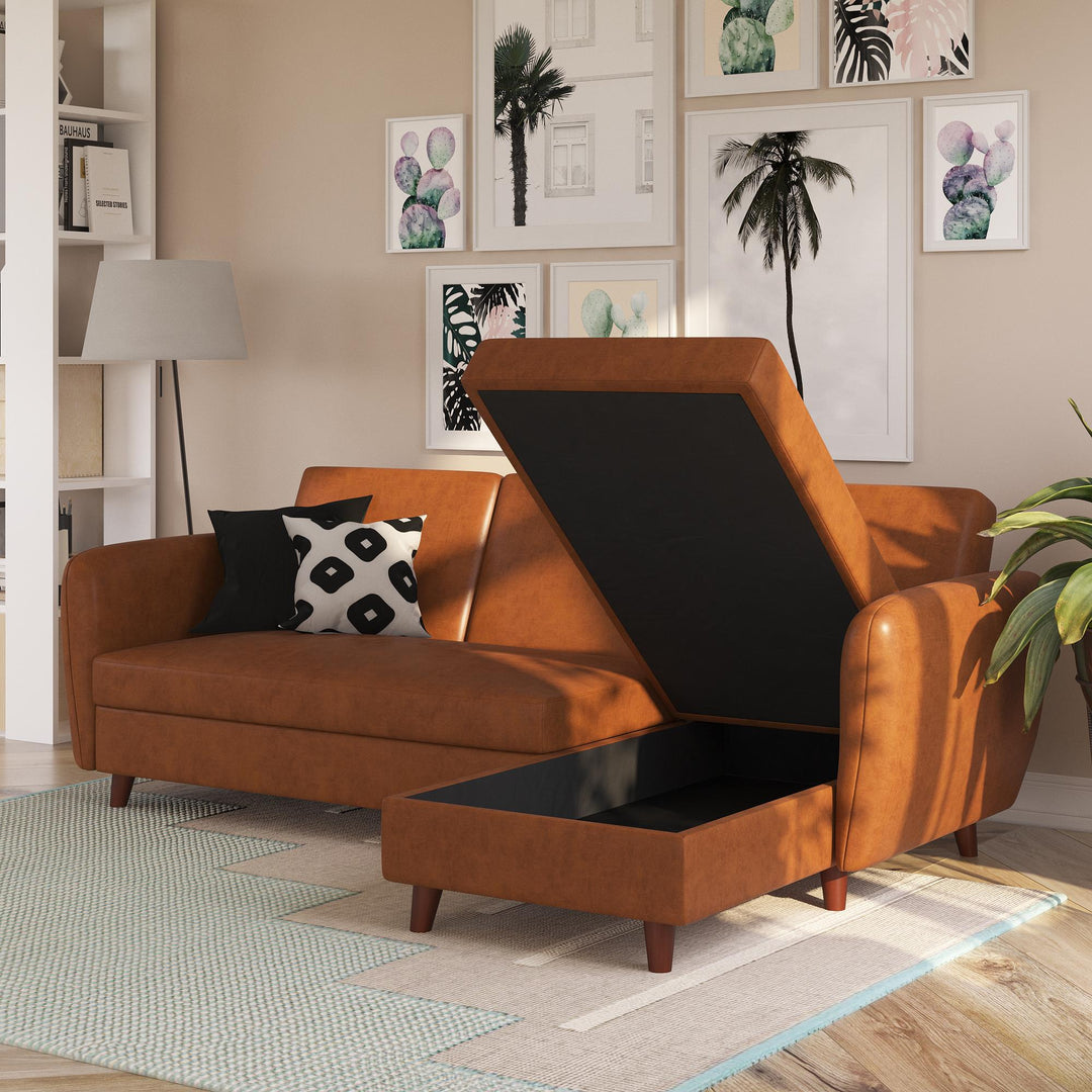 Perry Reversible Sectional Futon with Storage - Camel