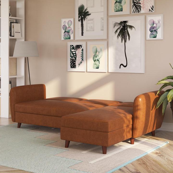 Perry Reversible Sectional Futon with Storage - Camel