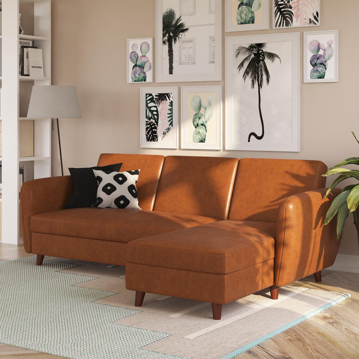Perry Reversible Sectional Futon with Storage - Camel