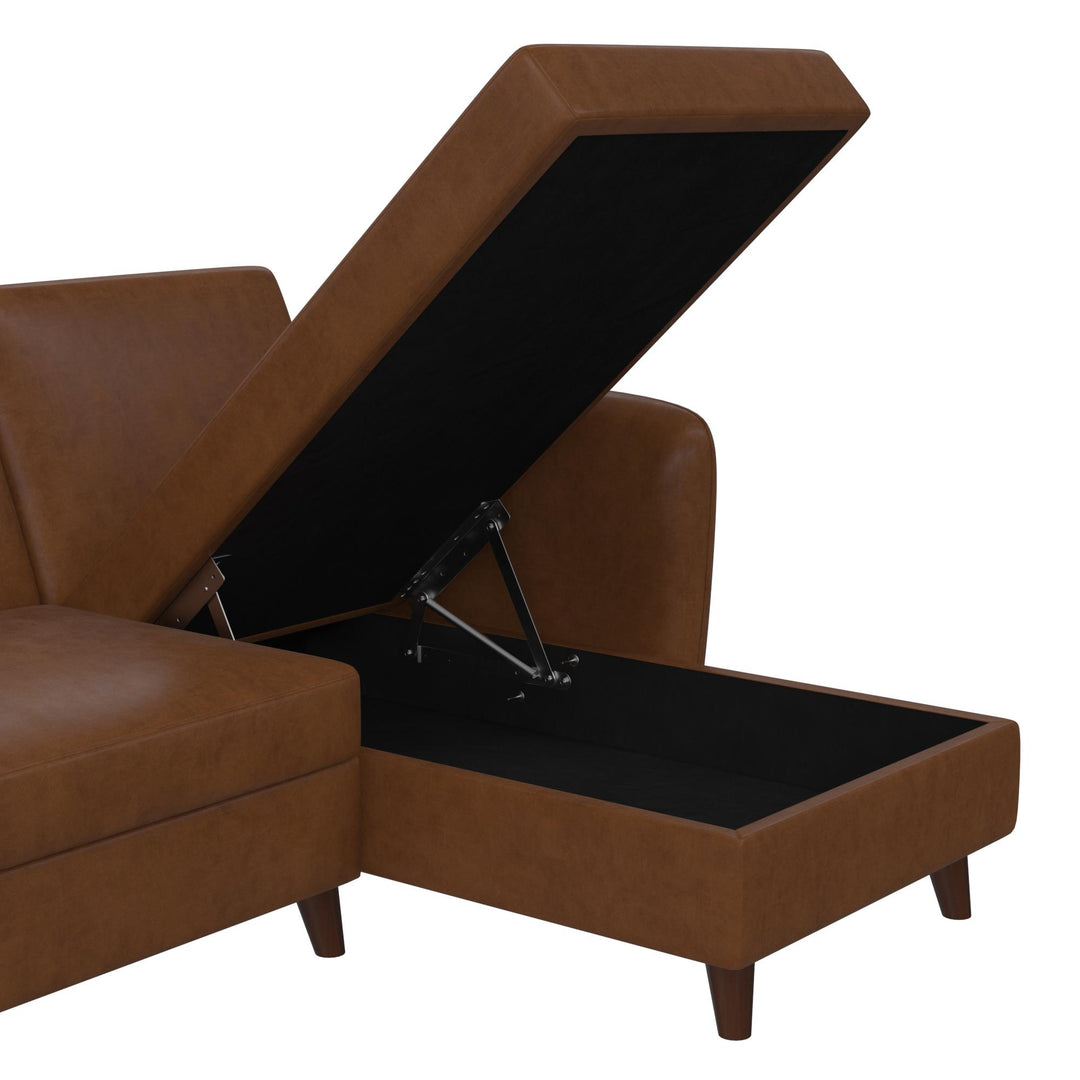 Perry Reversible Sectional Futon with Storage - Camel