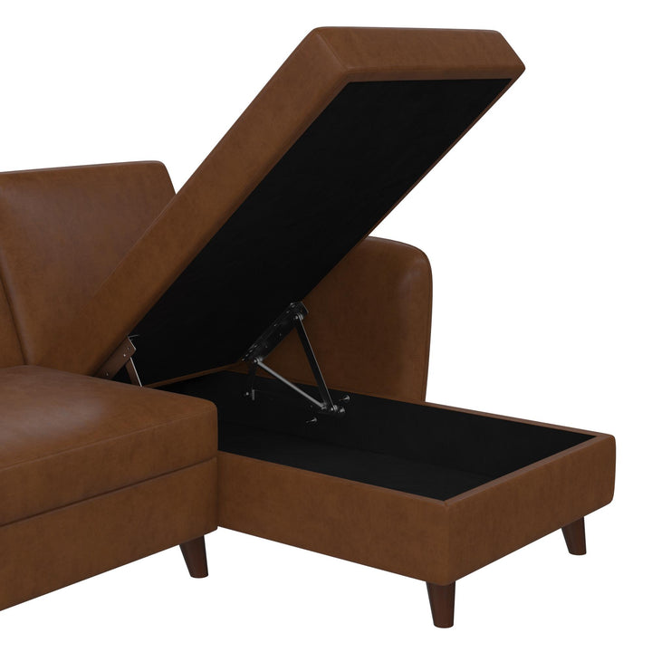 Perry Reversible Sectional Futon with Storage - Camel