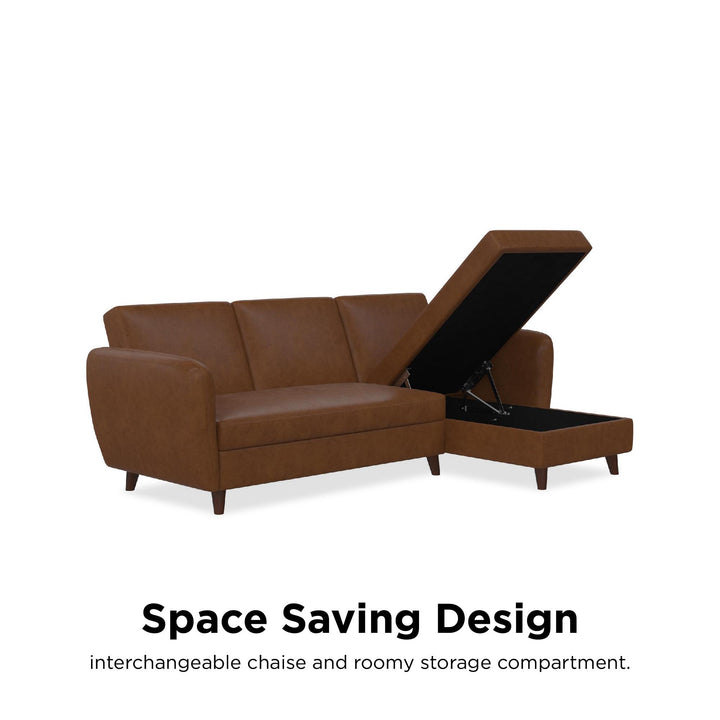 Perry Reversible Sectional Futon with Storage - Camel