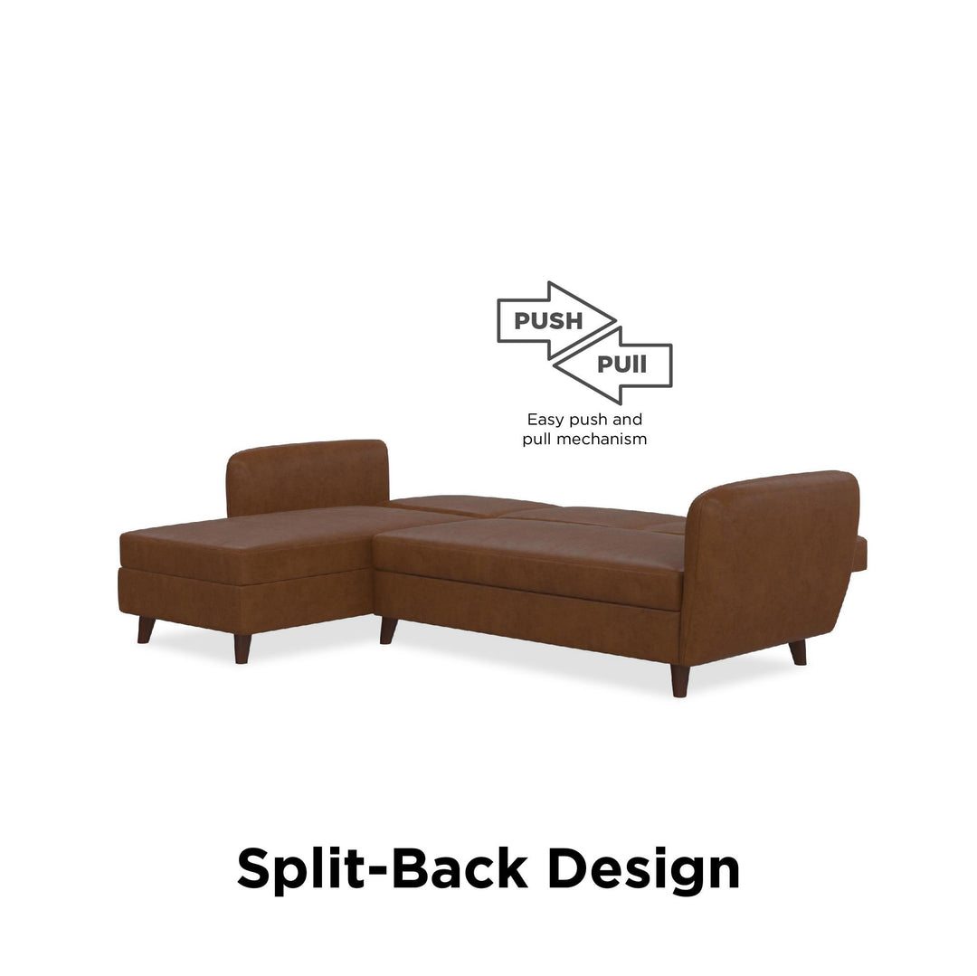 Perry Reversible Sectional Futon with Storage - Camel
