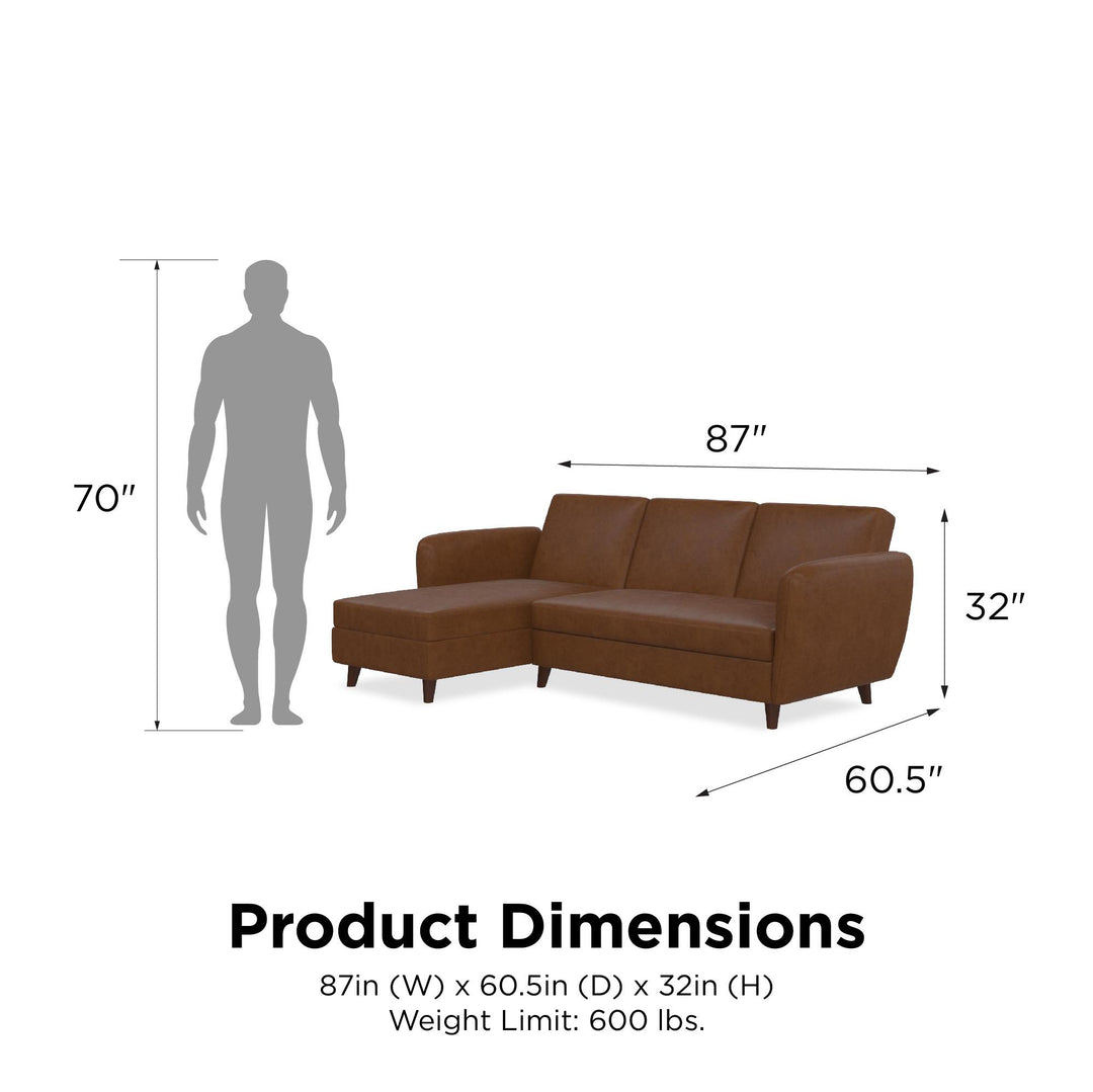 Perry Reversible Sectional Futon with Storage - Camel