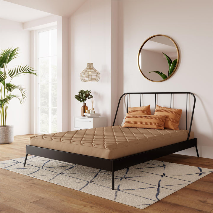 Dana 6 Inch Quilted Mattress with Removable Cover and Thermobonded Polyester Fill - Tan - Full
