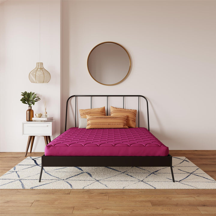 Dana 6 Inch Quilted Mattress with Removable Cover and Thermobonded Polyester Fill - Pink - Full