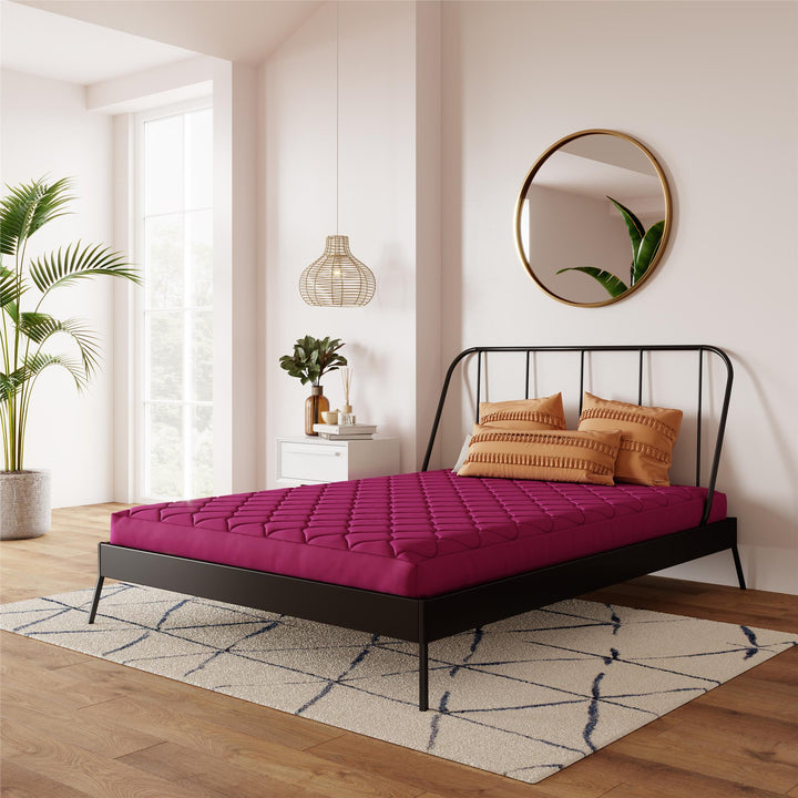 Dana 6 Inch Quilted Mattress with Removable Cover and Thermobonded Polyester Fill - Pink - Full