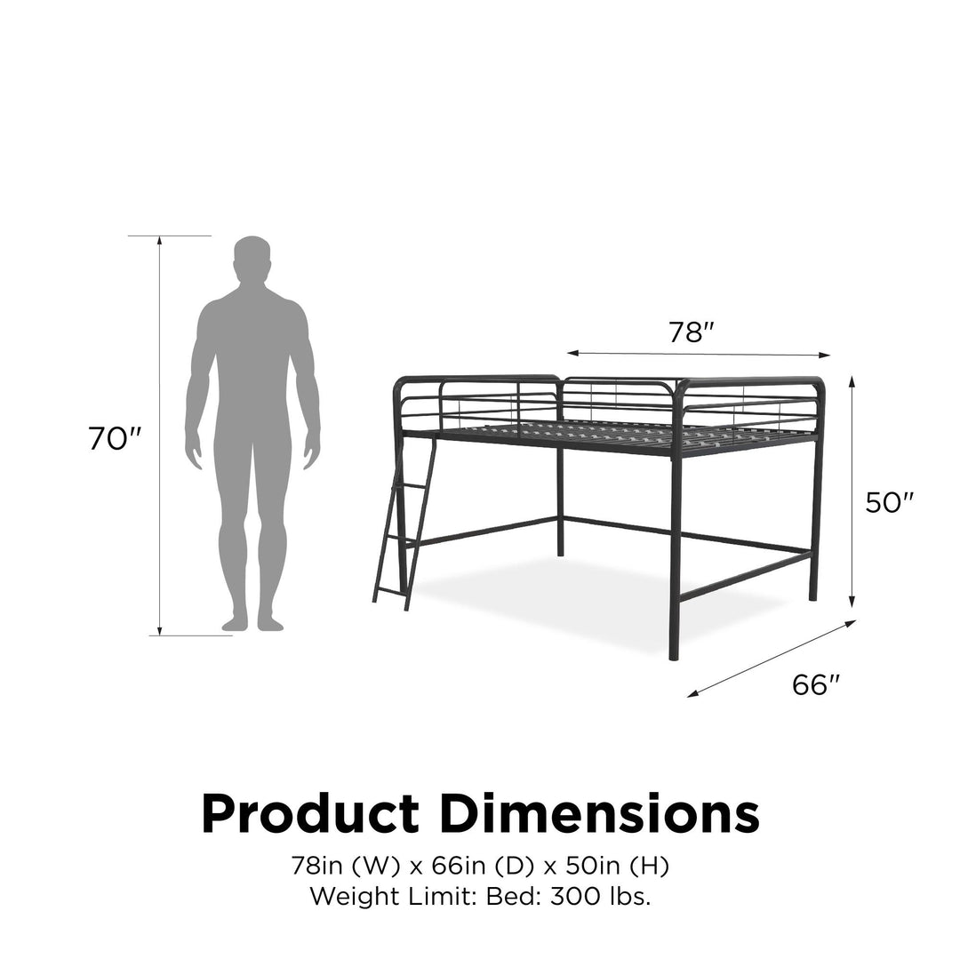 Best Full Loft Bed with 3 Step Ladder -  Black  -  Full