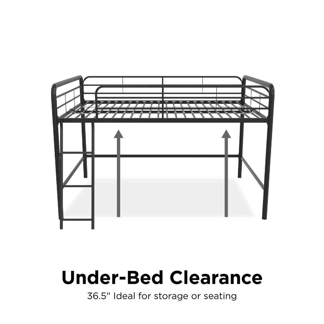 Jett Junior Design Full Metal Loft Bed -  Black  -  Full