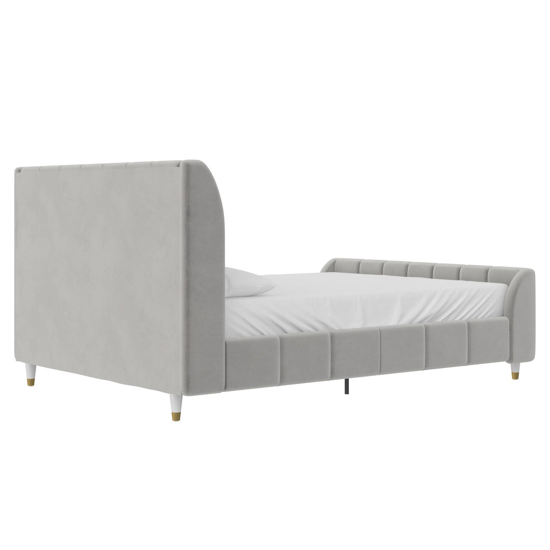 Valentina Channel Tufted Upholstered Bed -  Gray  -  Full