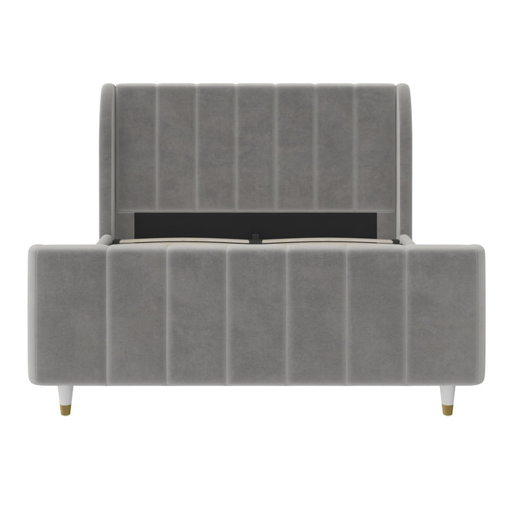 Valentina Upholstered Bed with Channel Tufting  -  Gray  -  Full