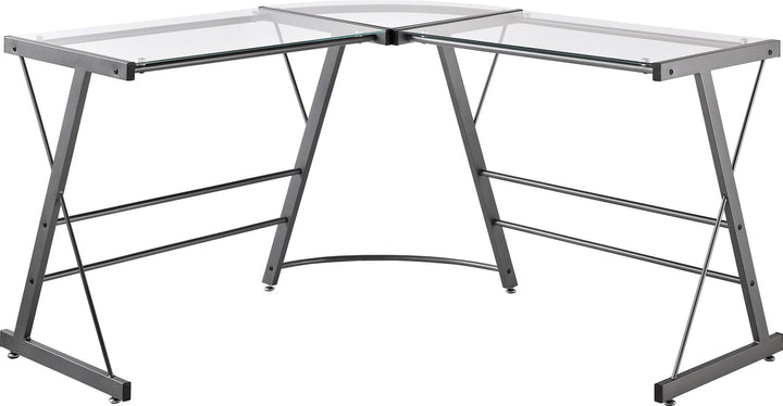 glass l shaped desk - Gray