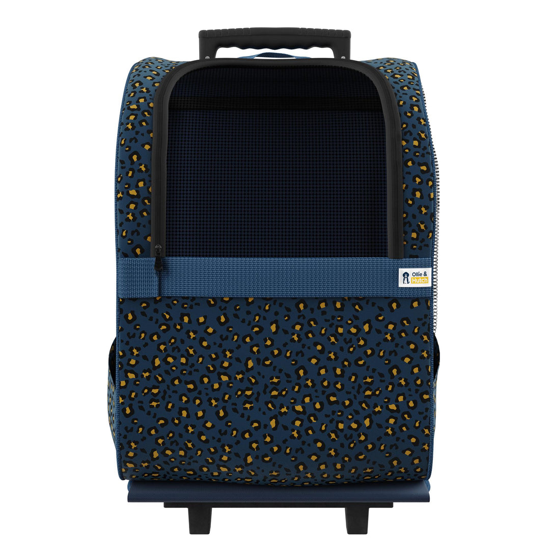 Kaya Pet Carrier Trolley with Pull Up Handle  -  Blue Cheetah