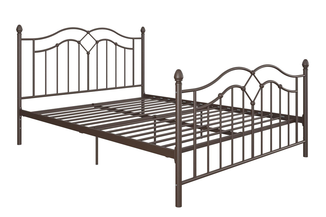 Metal Bed with Sturdy Slats -  Bronze  -  Full