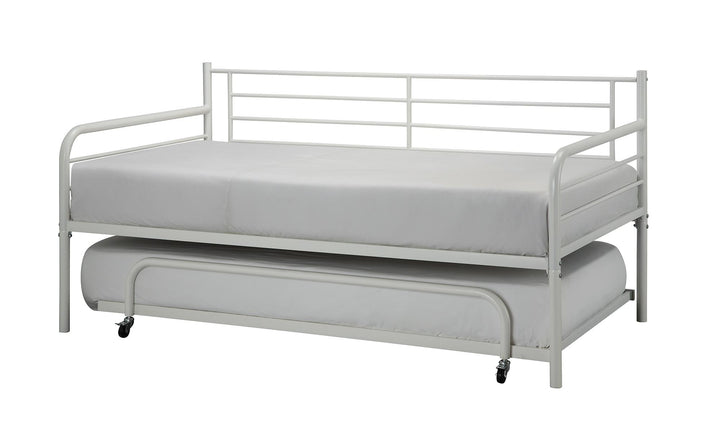 metal daybed with trundle and slats - White - Twin Size