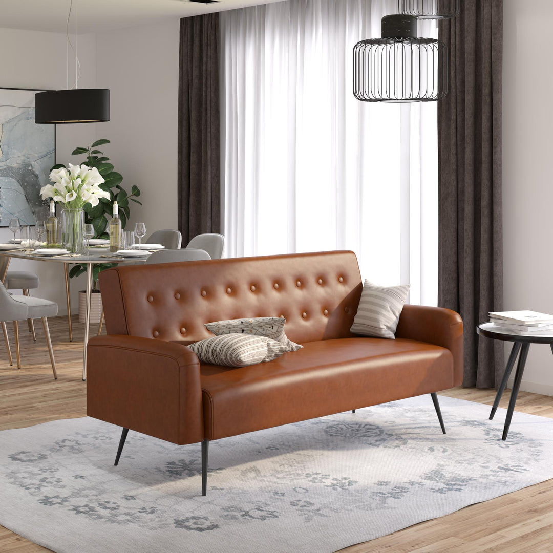 Stevie Futon - Camel Faux Leather