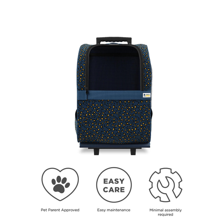 Safety features of Kaya pull-up handle pet trolley -  Blue Cheetah