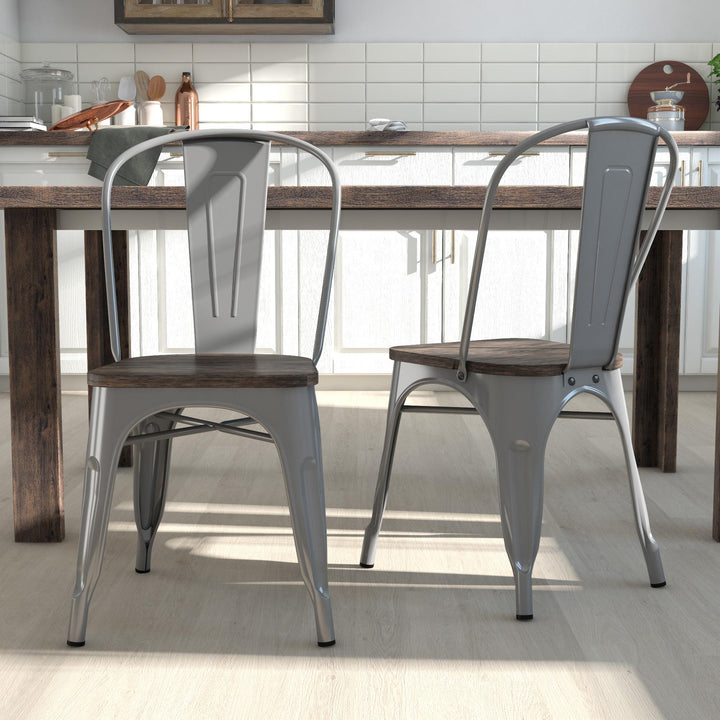 Elegant Fusion Metal Dining Chair -  Silver