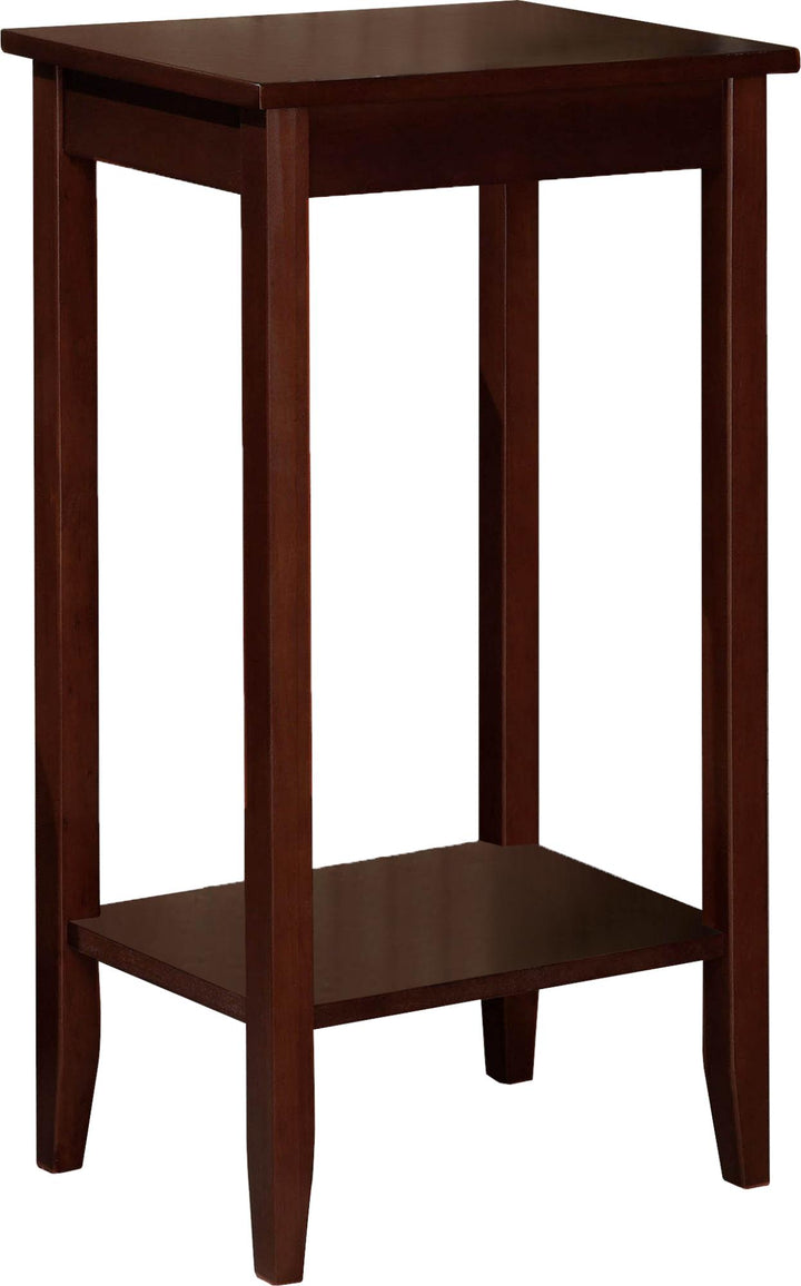 Rosewood Tall Wood End Table with Lower Shelf for Decorative Items  -  Coffee