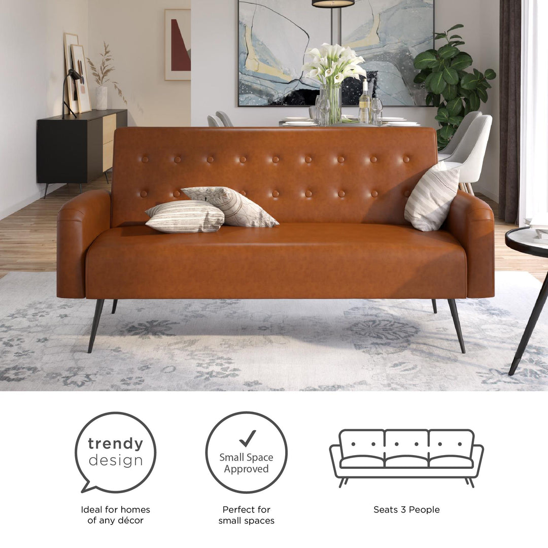 Stevie Futon - Camel Faux Leather