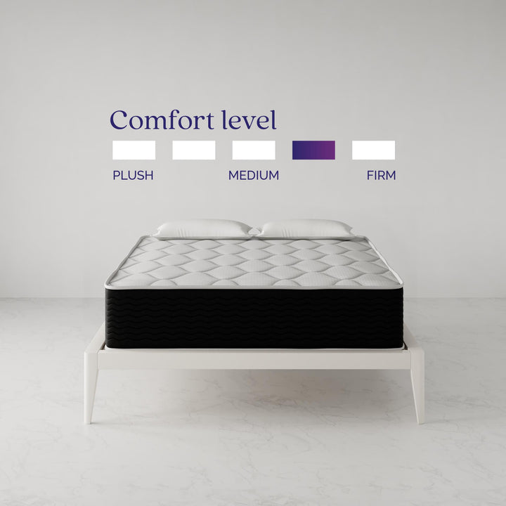 Vitality 13 Inch Encased Coil with Charcoal Infused Memory Foam Hybrid Mattress - White - Queen