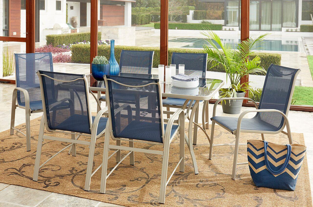 Outdoor dining with 6 chairs -  Navy