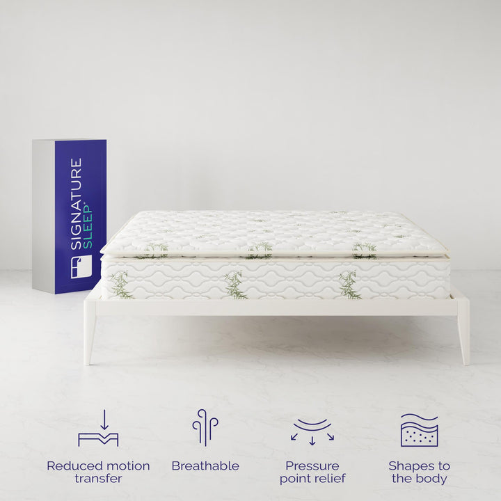 15 Inch Hybrid Coil Mattress with Bamboo Fabric with Pillow-Top - White - King