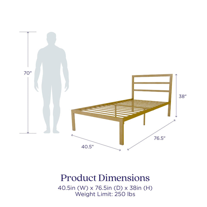 Liam Premium Metal Bed with Storage -  Gold 