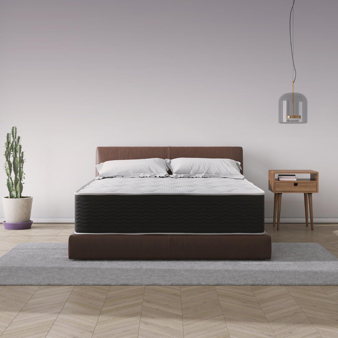 Vitality 13 Inch Encased Coil with Charcoal Infused Memory Foam Hybrid Mattress - White - Queen