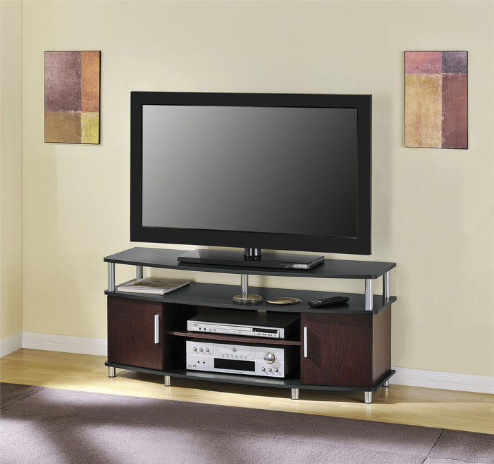 Carson Contemporary TV stand features -  Cherry