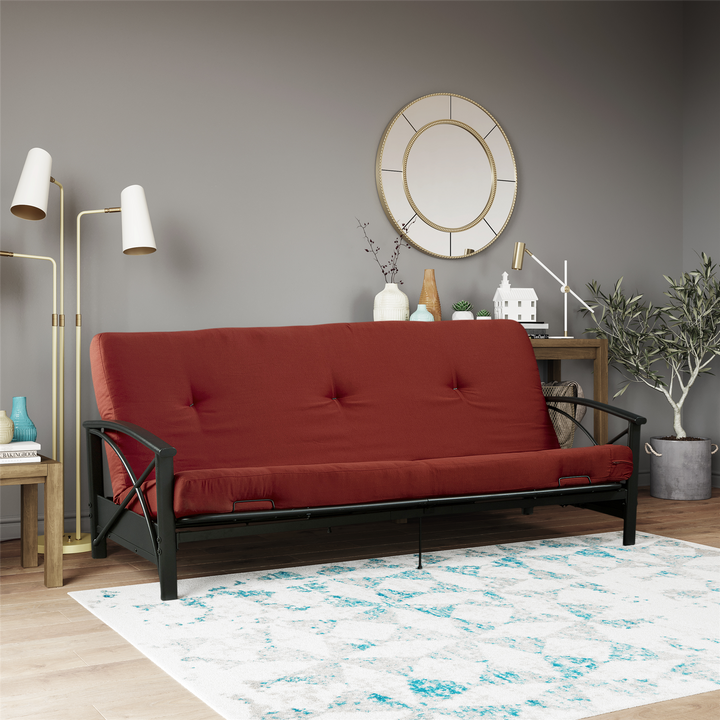Caden 6 Inch Full Size Poly Filled Futon Mattress - Ruby Red - Full