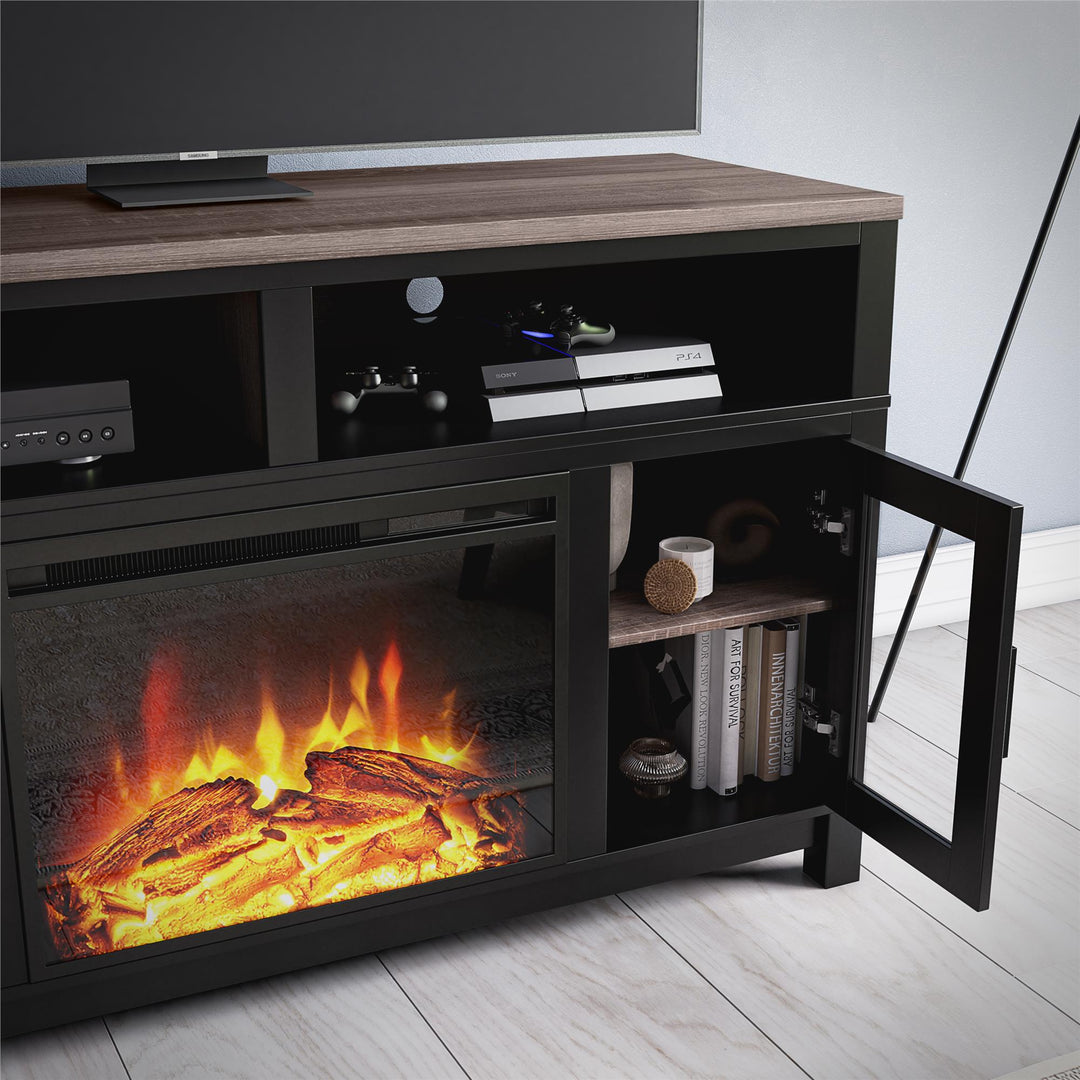 Electric Fireplace TV Stand for Large TVs -  Black