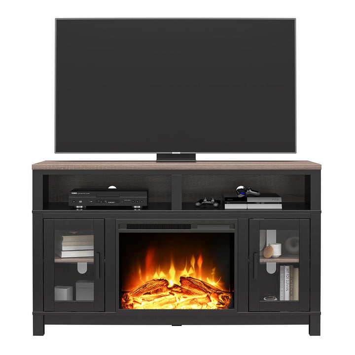 Carver TV Stand with Electric Fireplace -  Black