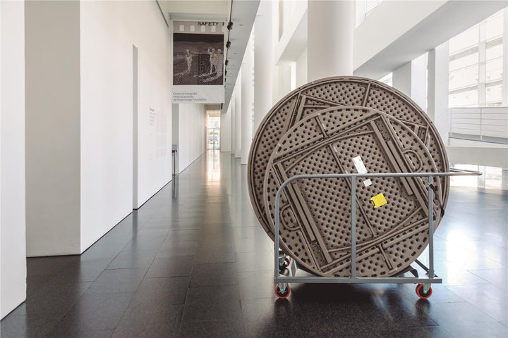 Heavy Duty Round Folding Table Trolley Cart -  Gray