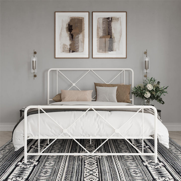 farmhouse metal bed frame - White - Full Size