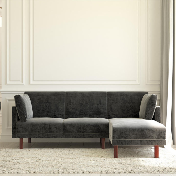 velvet sectional futon - Dark Gray