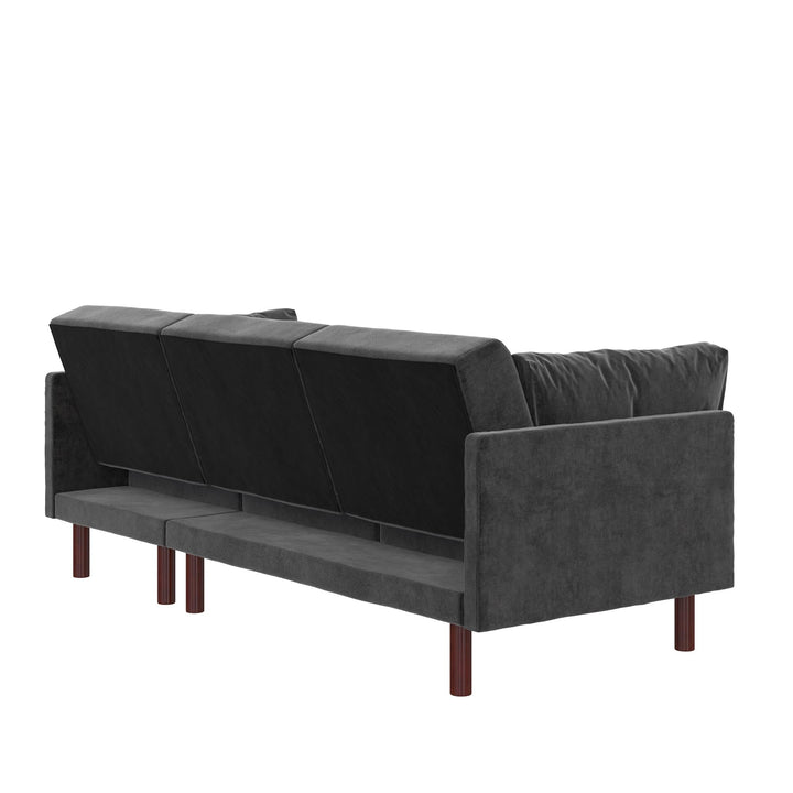 Clair Reversible Sectional Coil Futon with Multiple Reclining Positions - Dark Gray