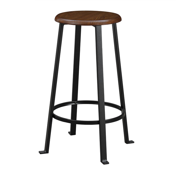 Montgomery Industrial 3-Piece Dining Set with Circular Table and 2 Bar Stools - Dark Mahogany
