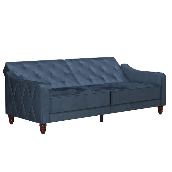 Vintage Tufted Split Back Futon - Blue