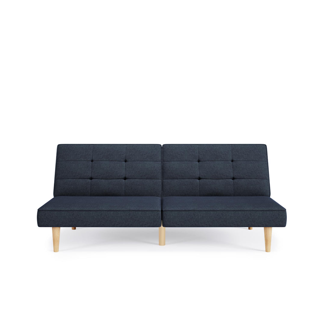 Upholstered futon with adjustable backrest - Blue