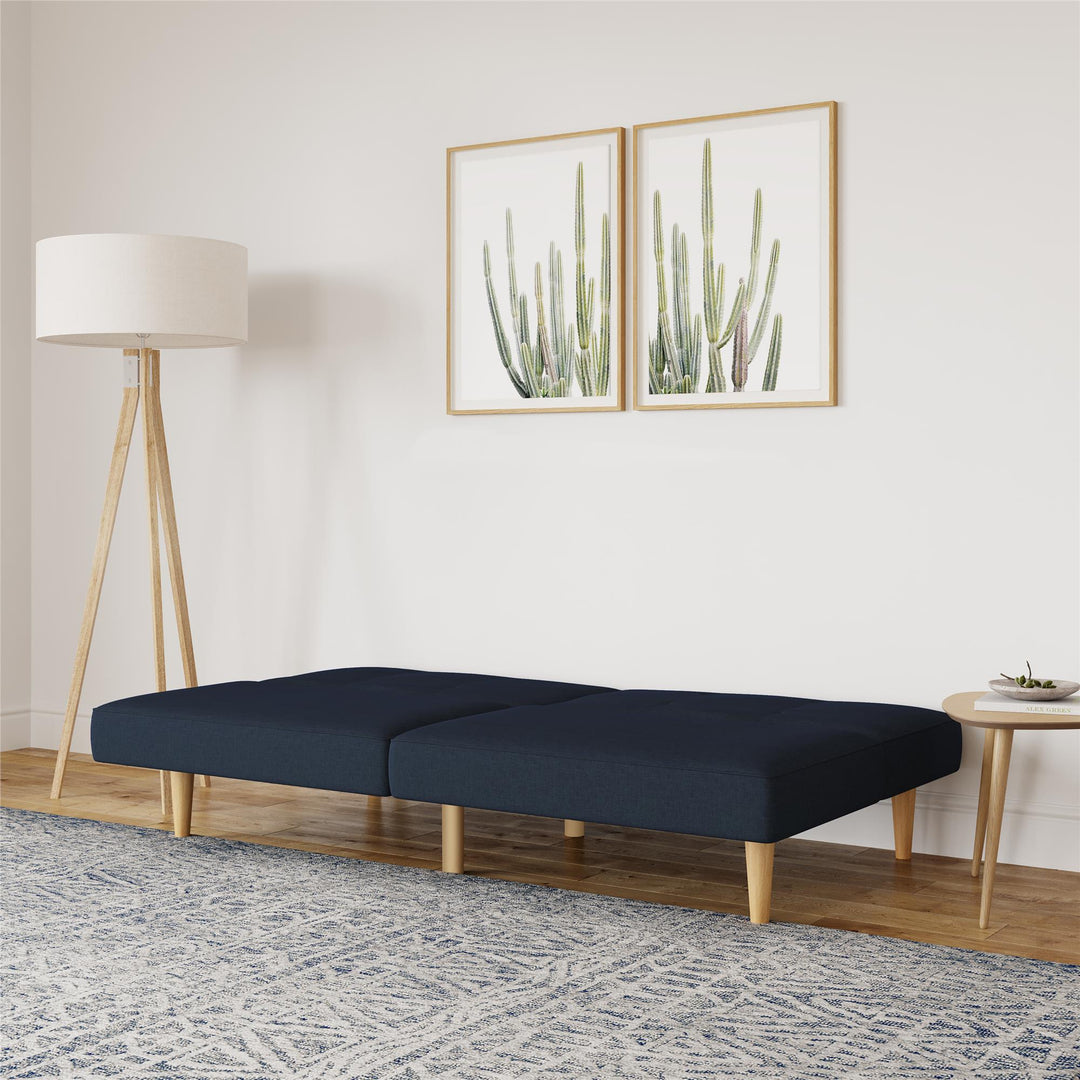 Upholstered futon with tufted details - Blue