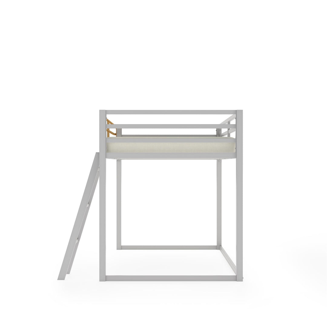 Monarch Hill Haven Metal Junior Loft Bed with Angled Ladder - Dove Gray - Twin