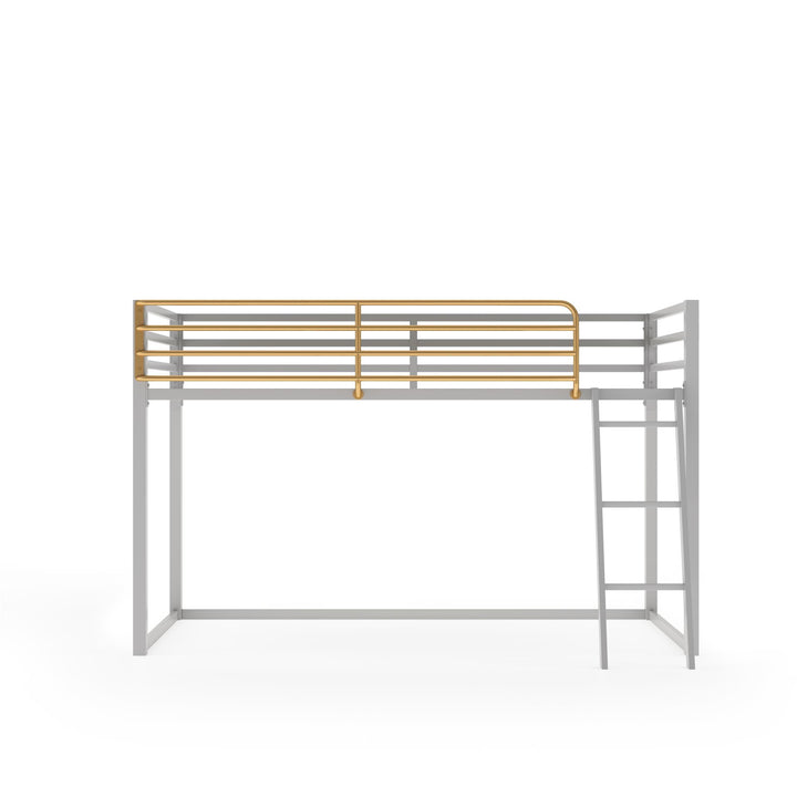 Monarch Hill Haven Metal Junior Loft Bed with Angled Ladder - Dove Gray - Twin