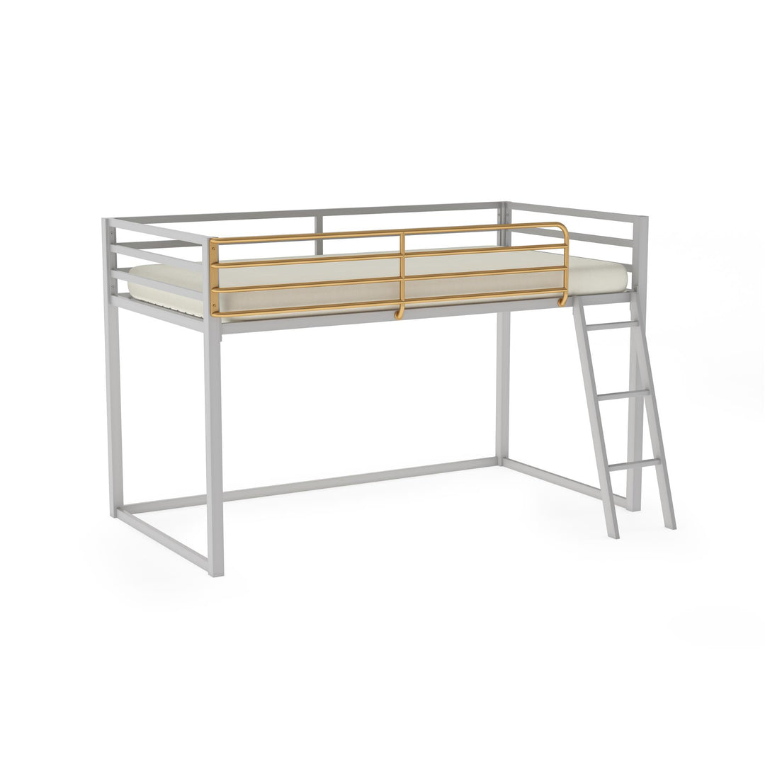 Monarch Hill Haven Metal Junior Loft Bed with Angled Ladder - Dove Gray - Twin