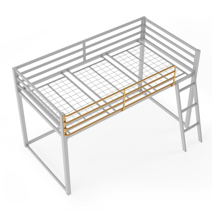 Monarch Hill Haven Metal Junior Loft Bed with Angled Ladder - Dove Gray - Twin
